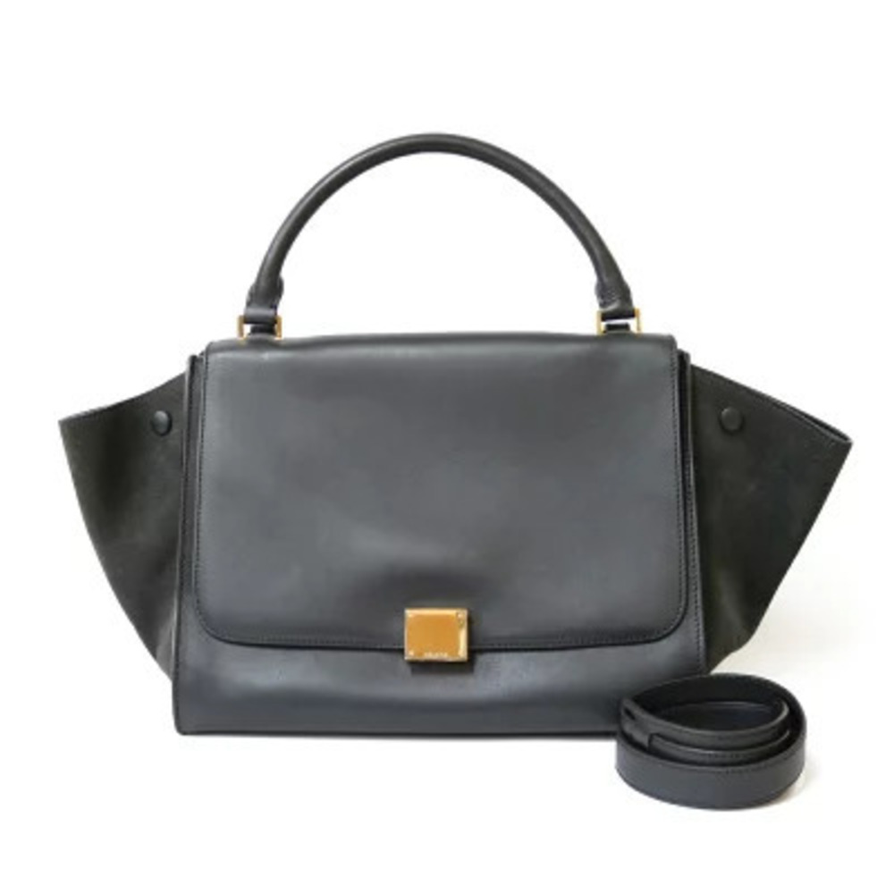 Celine Trapeze Shoulder Bag Leather Black Handbag